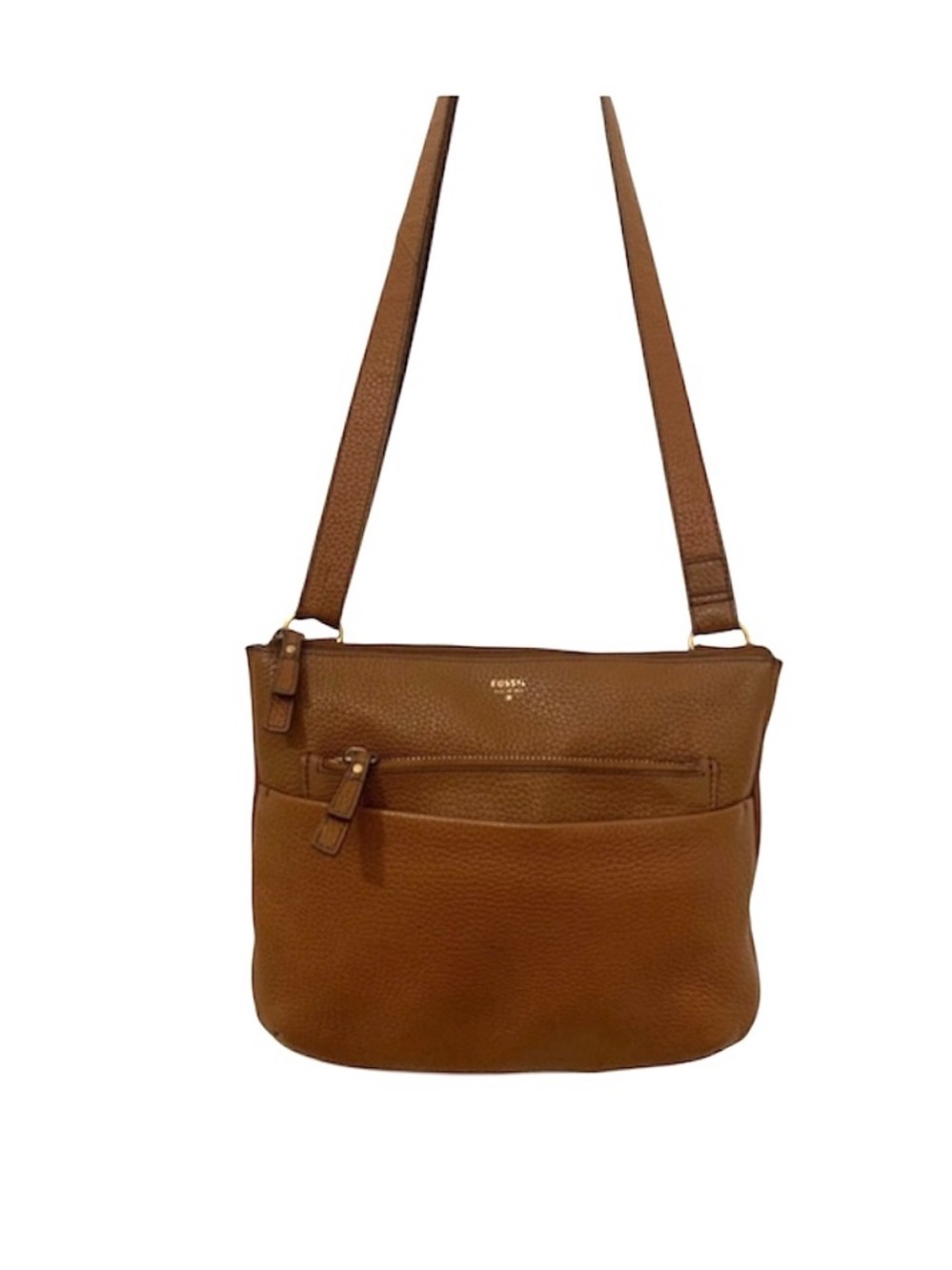 Fossil Tan Leather Crossbody Bag 9x10"